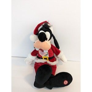 Disney Goofy Tickle Hallmark Animated Christmas Santa Musical Stuffed Plush
